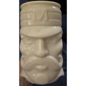 AVON Casey At Bat Mustache Man Face Ivory Figural Cup Mug Stein Vintage Glass